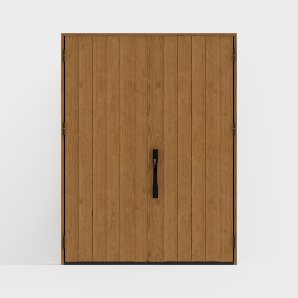 Деревянная дверь LIXIL - входная дверь - D02 двустворчатая - F светло-коричневая (с древесным рисунком) -