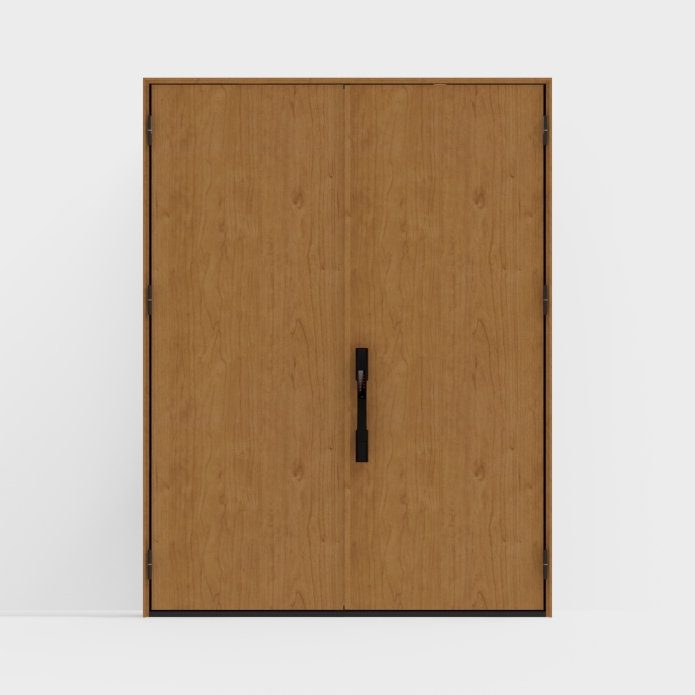 Stylish Low-Poly Wooden Door 3D Model – Warm Wood Texture