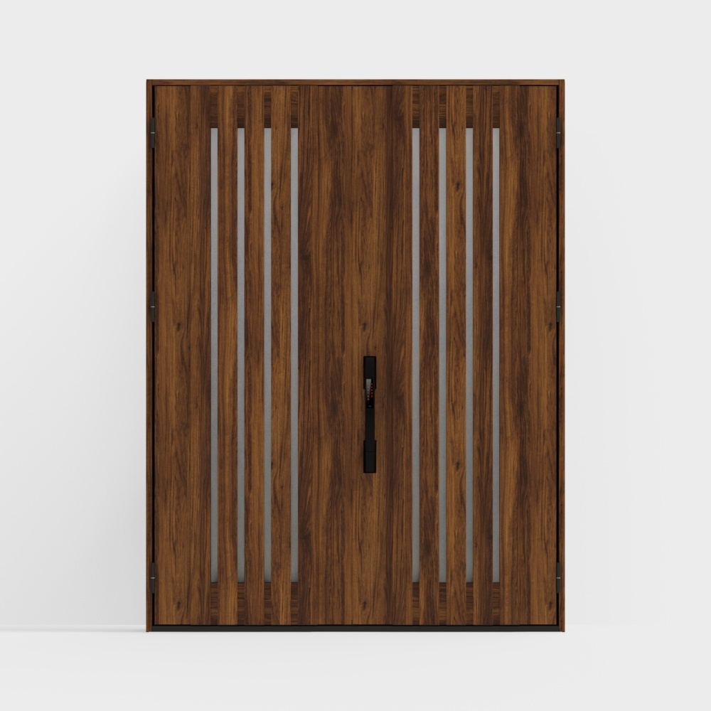 Elegant Low-Polygon 3D Door Model – Wood & Silver Design