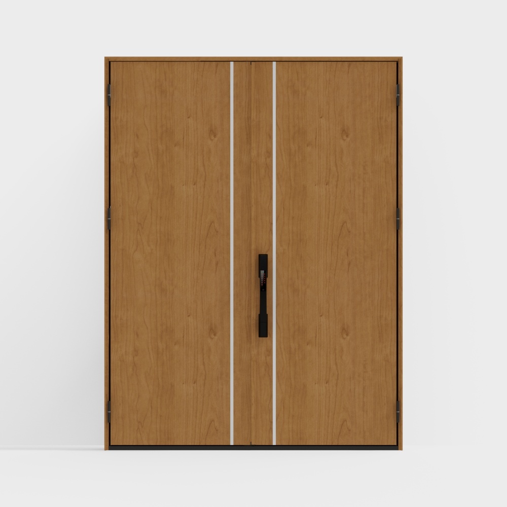 Wooden Double Door 3D Model – Low-Poly Wood Texture