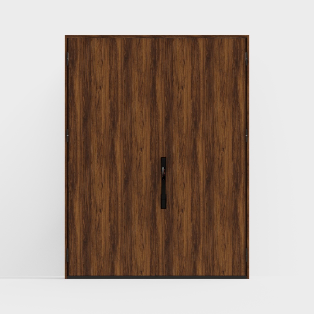 LIXIL Wooden Door - Entrance Door - P01 Double Door - J Teak Color (Relief) -