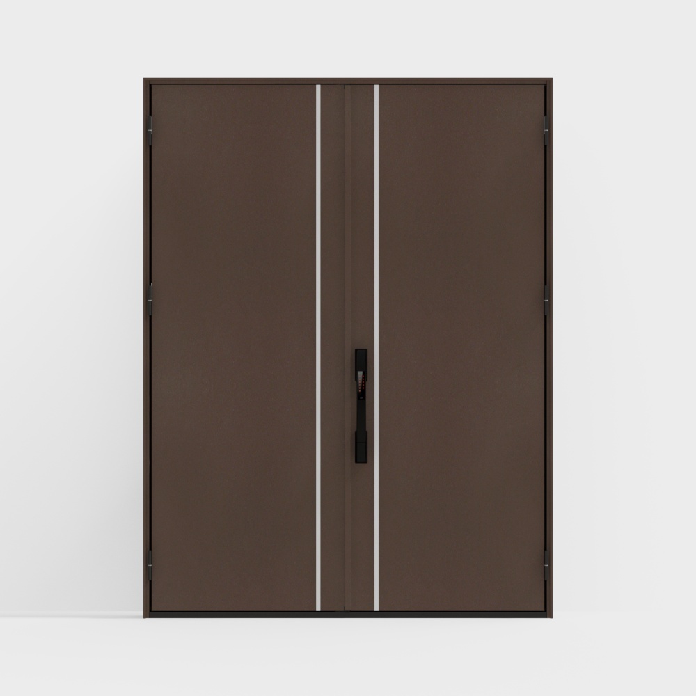 Minimalist Double Door 3D Model – Low-Poly Brown Design