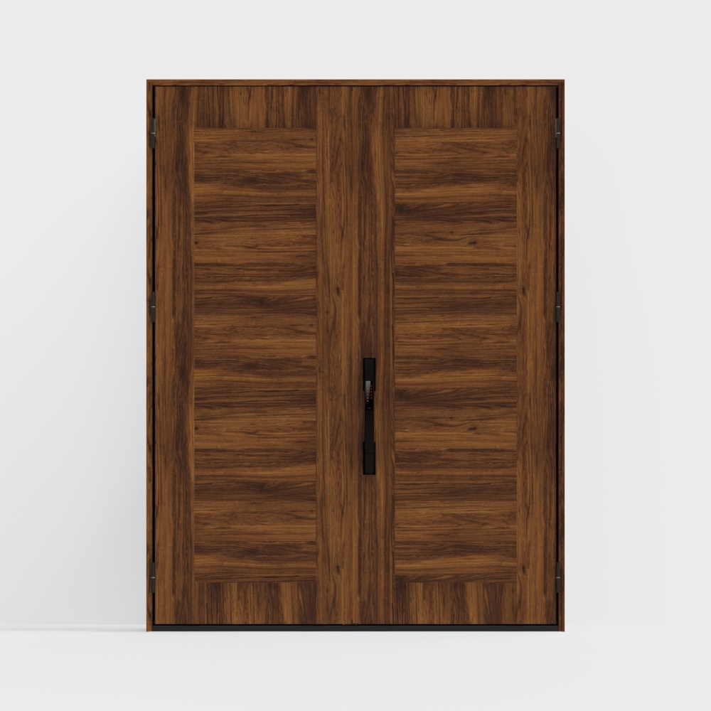 LIXIL Wooden Door - Entrance Door - D03 Double Door - J Teak Color (Relief) -