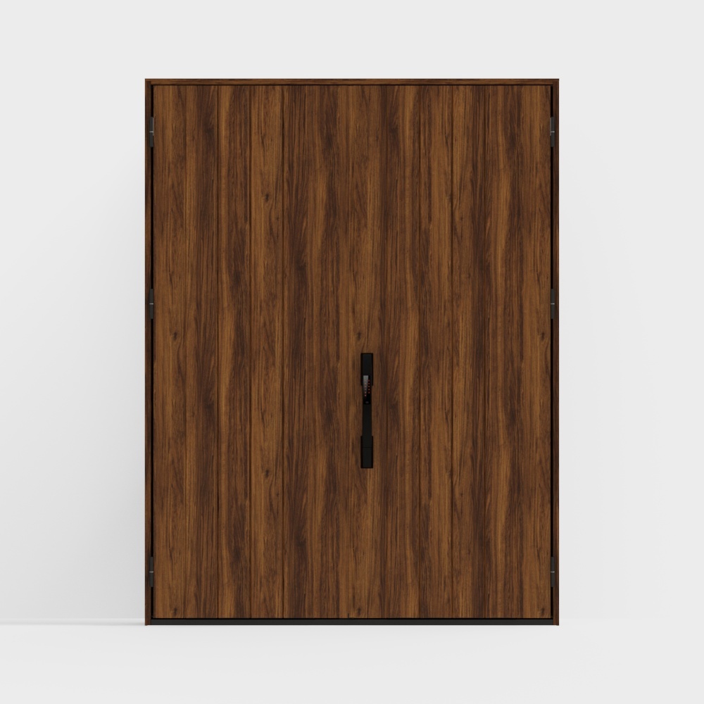 Porte en bois LIXIL - Porte d'entrée - D02 Double Porte - Couleur teck (Relief)