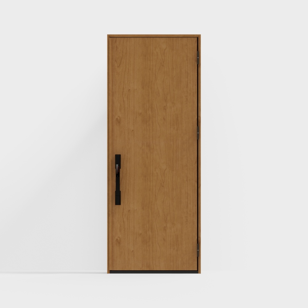 Lixil Wooden Door-ประตูทางเข้า-P01 ประตูเดี่ยว-F น้ำตาลอ่อน (ลายไม้)-เปิดออกด้านนอก