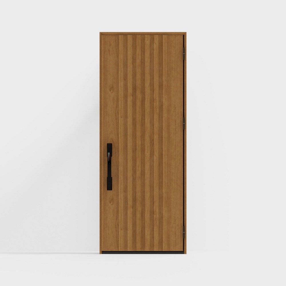 Lixil Wooden Door-Entry Door-D01 Single Door-F Light Brown (Wood Grain)-Outside Opening