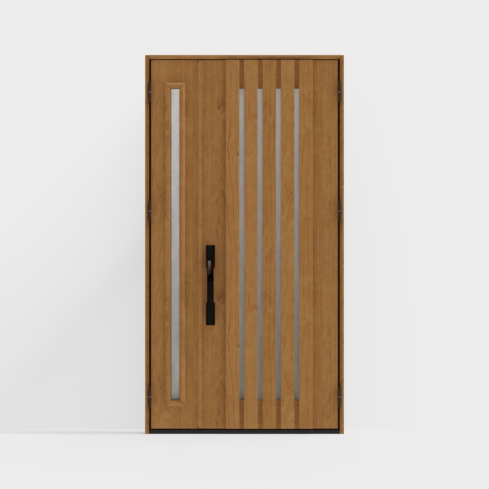 Puerta de madera Lixil-Puerta de entrada-G04 Doble Puerta-F Marrón Claro (Veteado de madera)-Apertura hacia fuera