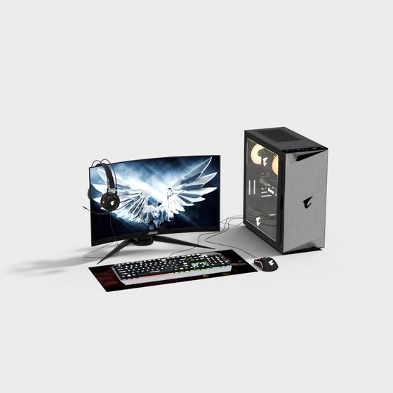 Gaming Setup Low Poly 3D Model