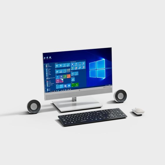 Modern Office Desk Set 3D model