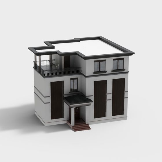 Urban Villa 3D model - Elegant Minimalist Design