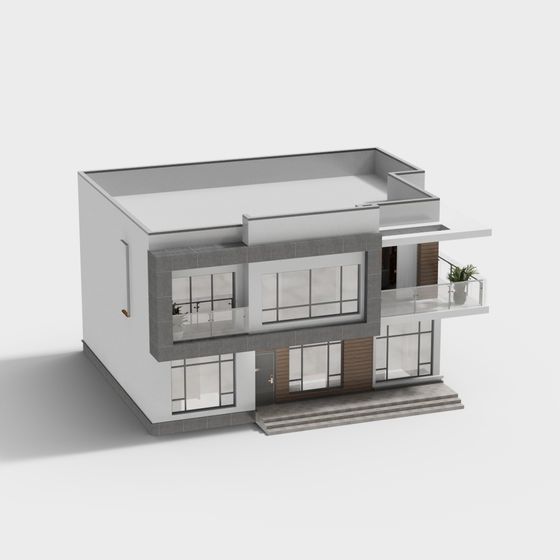 Urban Oasis 3D Model - Modern Minimalist Architecture