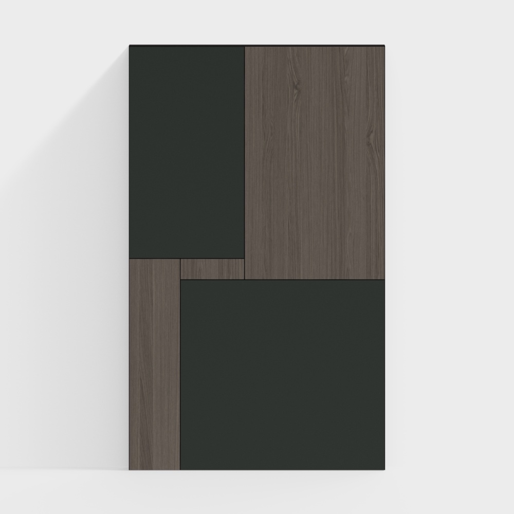 Green + wood veneer background wall-wx