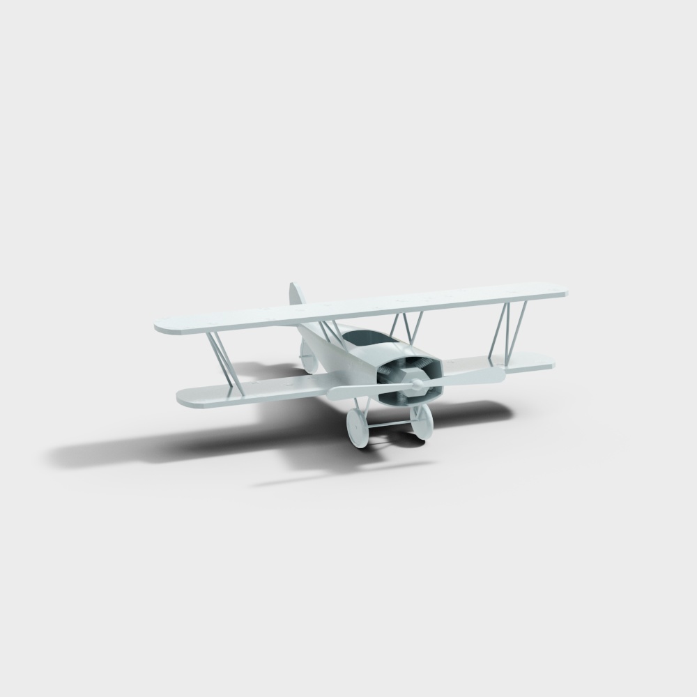 Vintage Biplane 3D model with Low Poly Design