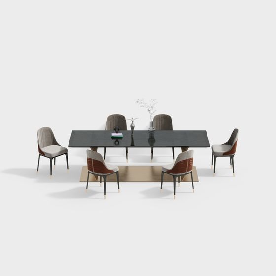 Urban Lounge Dining Table and Chairs 3D model