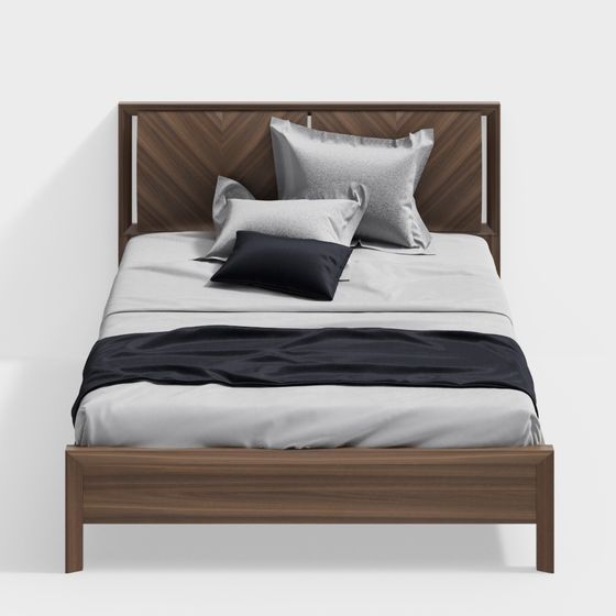 Modern Low-Polygon Bed Frame 3D model