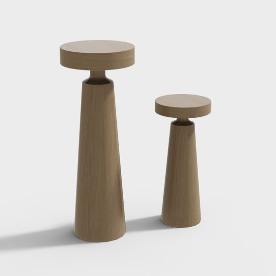 Cone-Shaped Wooden Stool 3D model