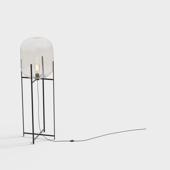 Stylish Glass Dome Floor Lamp 3D model