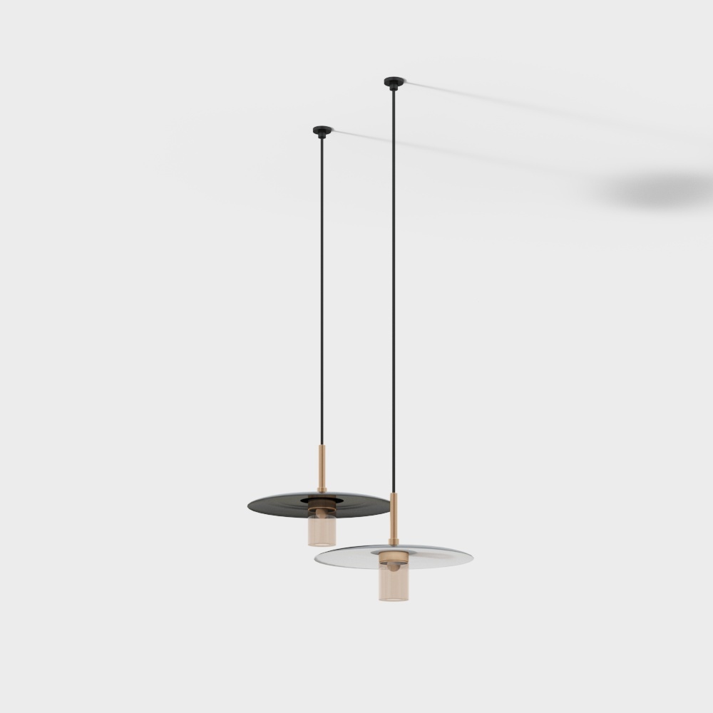 Minimalist Ceiling Light 3D Model – Matte Black & Gold