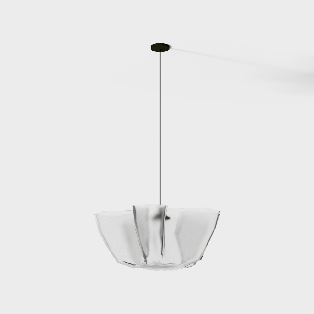 Elegant Modern Pendant Light 3D Model – Petal Lampshade Design