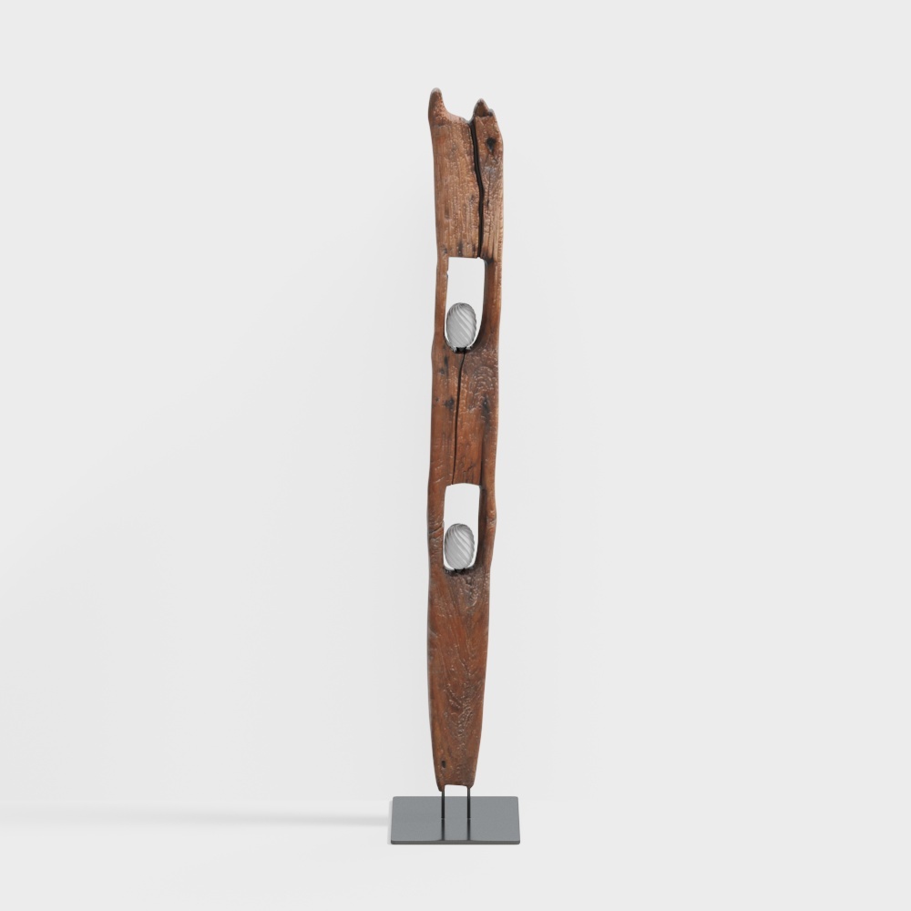 Tree Spirit 3D Model – Low-Poly Wood and Metal