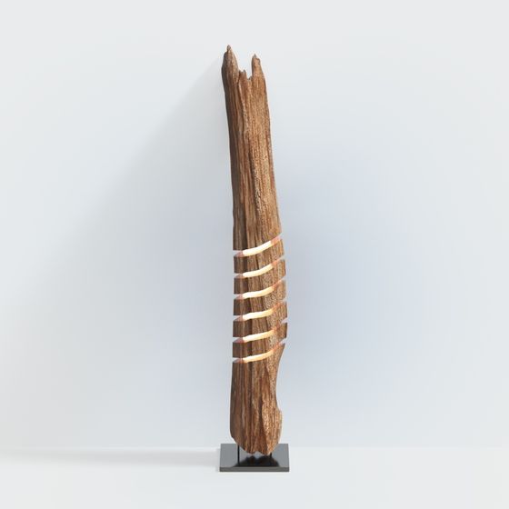 Wabi-Sabi Style Gray and Brown Floor Lamp 3D Model