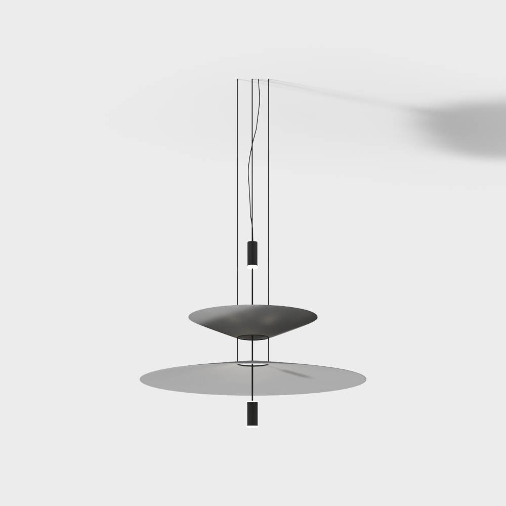 Minimalist Gray Pendant Light 3D Model – Low-Poly Design