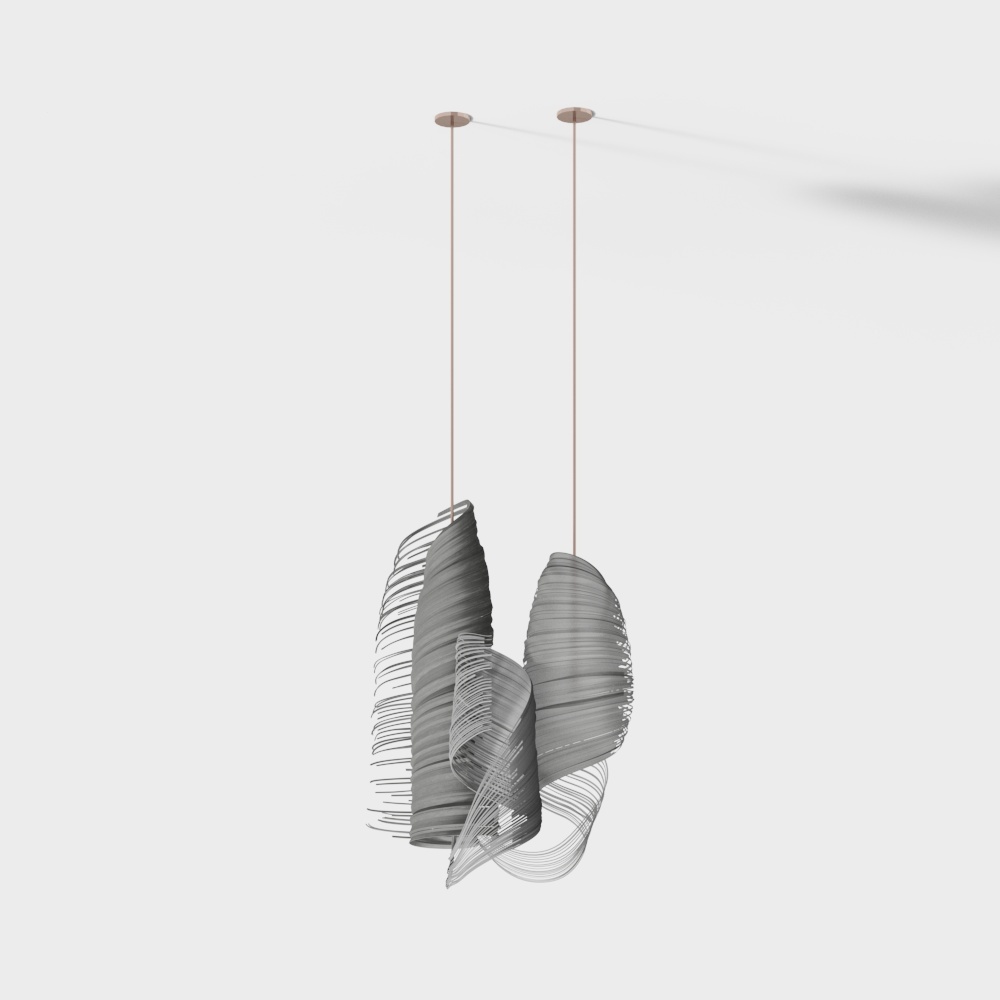 Luminous Chandelier 3D Model – Modern Gradient Metal
