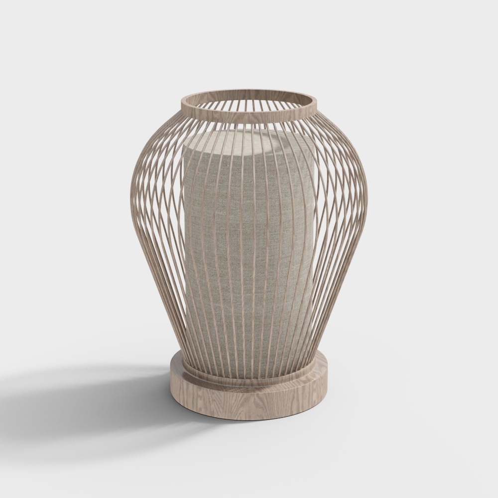 Woven Art Vase 3D Model – Wood-Weave and Fabric