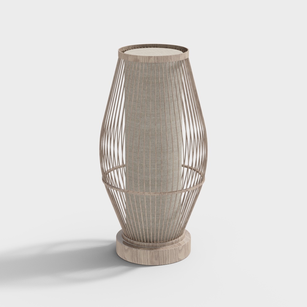 Bamboo Weave Lamp 3D Model – Low-Poly Natural Design