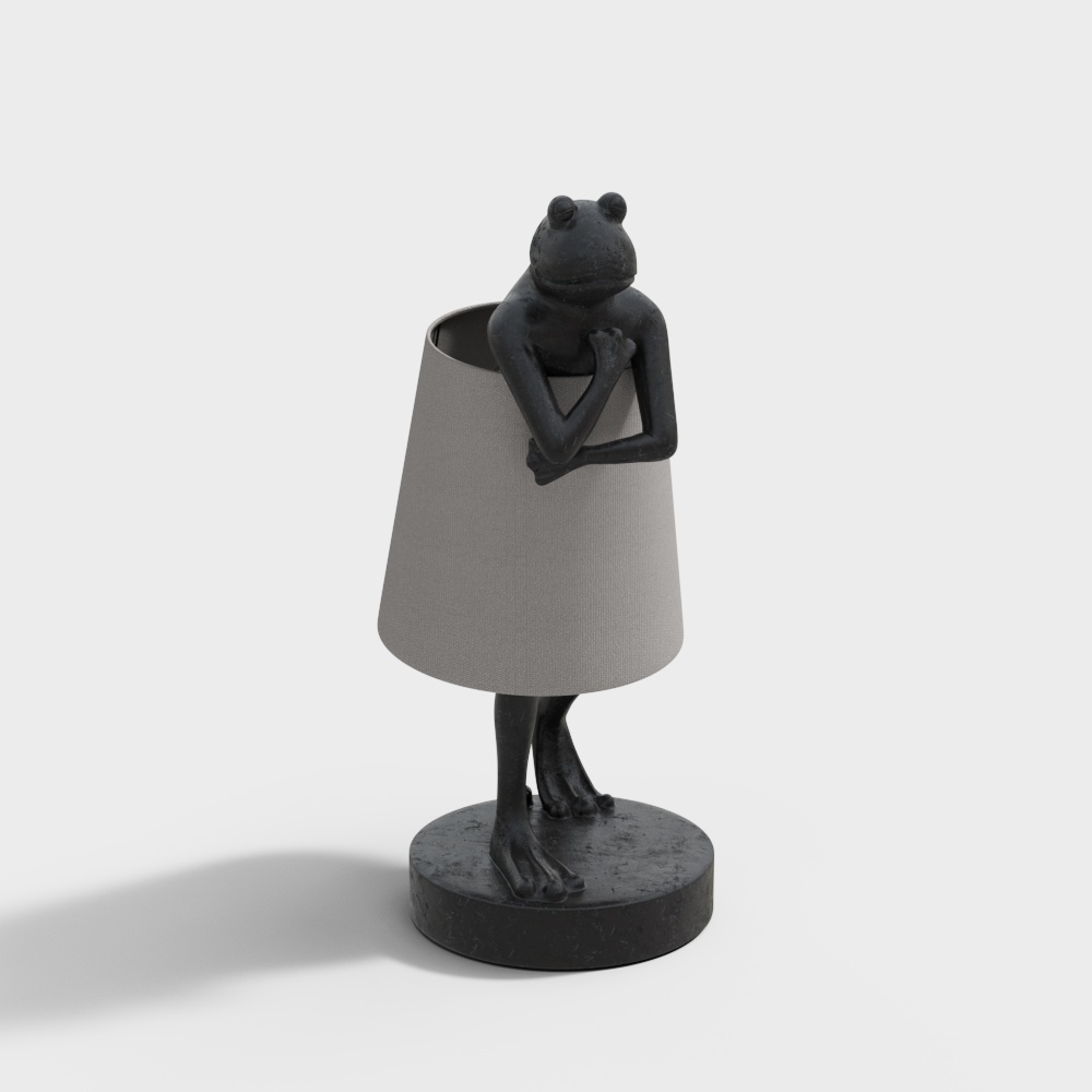 Frog Lamp 3D Model – Low-Poly Black Frog Design