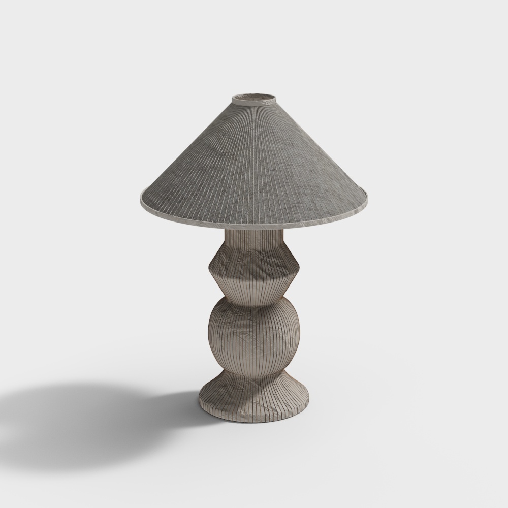 Geometric Table Lamp 3D Model – Minimalist Rock Texture