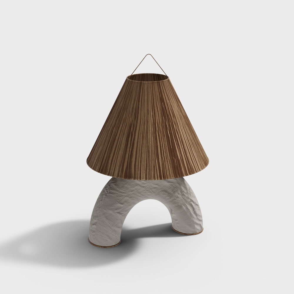 Rock Lamp 3D Model – Natural Wood and Stone Design