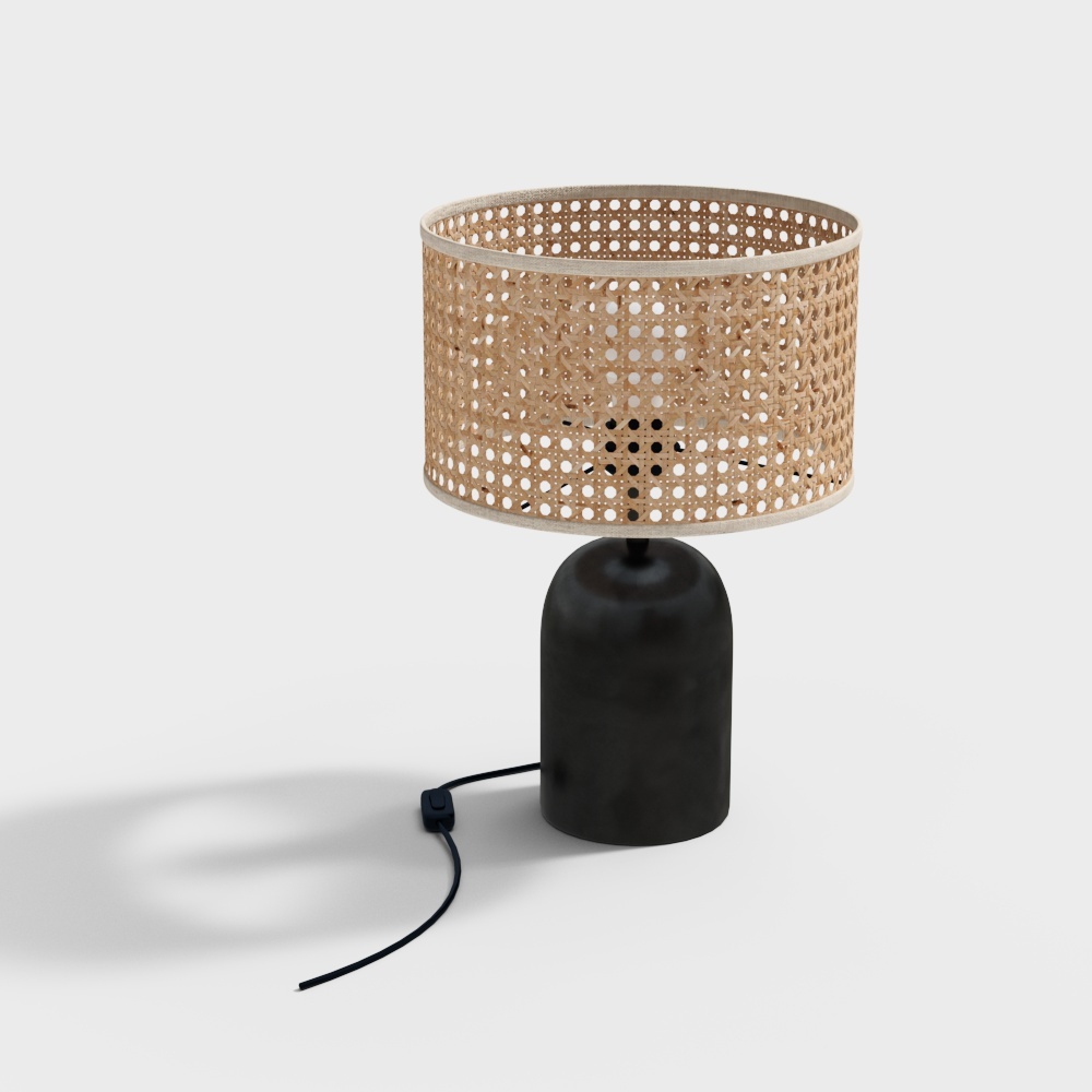 Elegant Table Lamp 3D Model – Bamboo Shade Design