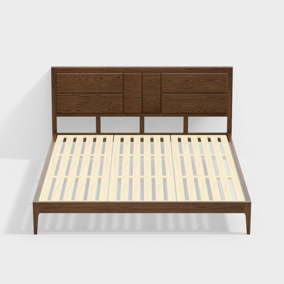 Mid-Century Modern Bed 3D model for Stylish Interiors
