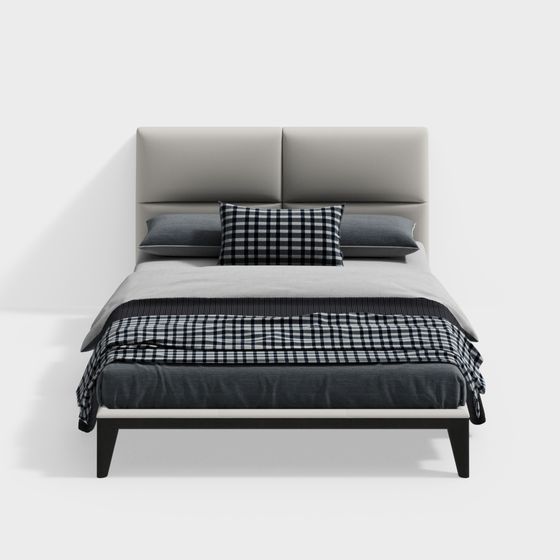 Elegant Minimalist Bed 3D Model Design