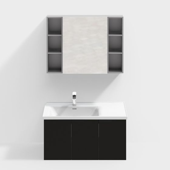 Sleek Bathroom Cabinet 3D model for Modern Spaces
