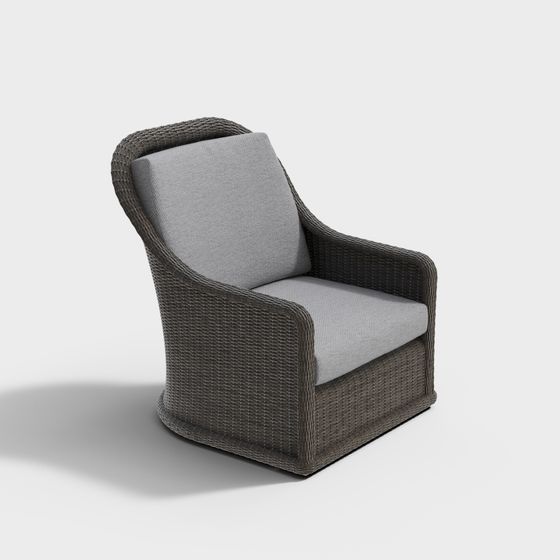 Stylish Low-Polygon Rattan Lounge Chair 3D model