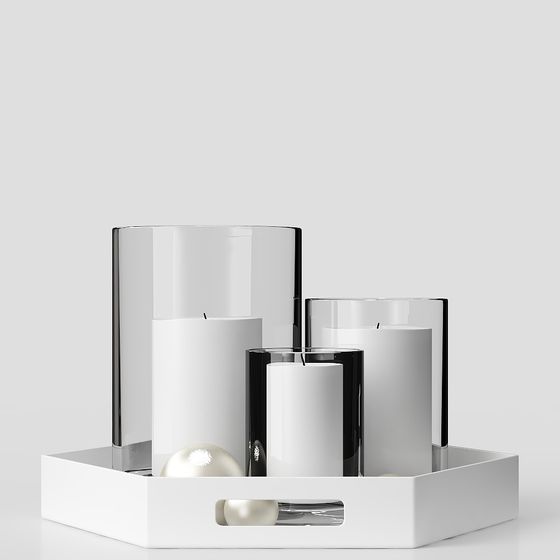 Elegant Glass Candle Holder Set 3D model
