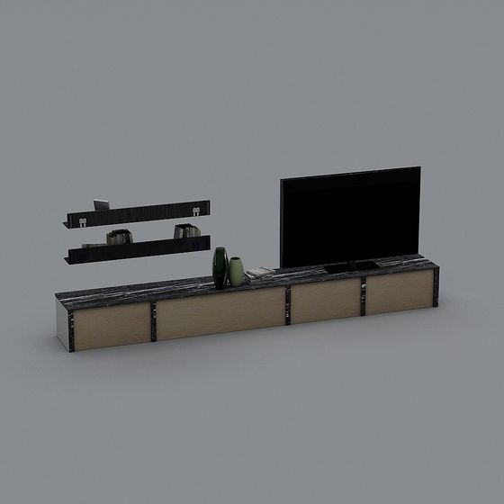 Stylish Low Polygon TV Cabinet 3D model for Modern Spaces