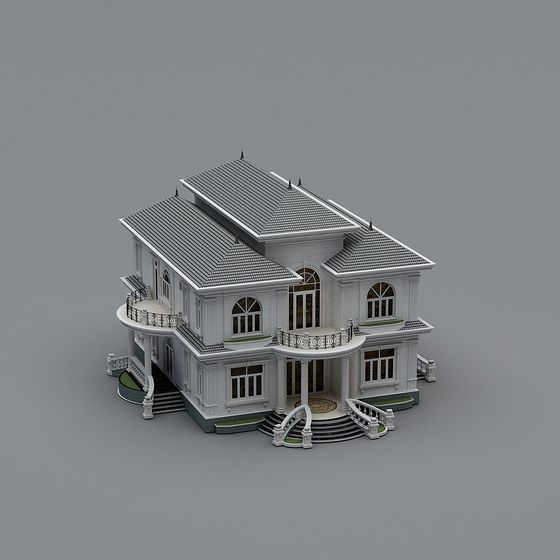 Elegant White Villa 3D model
