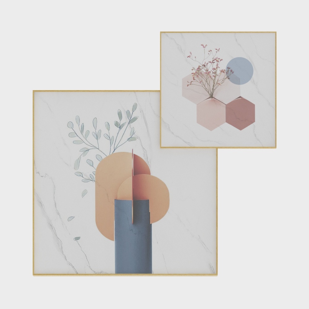 Modern Nordic Decorative Painting 3D Model - Small Fresh Style
