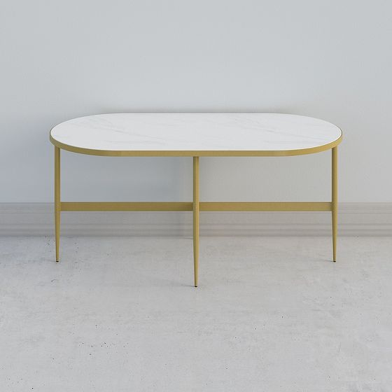 Chic Oval Marble Coffee Table 3D model