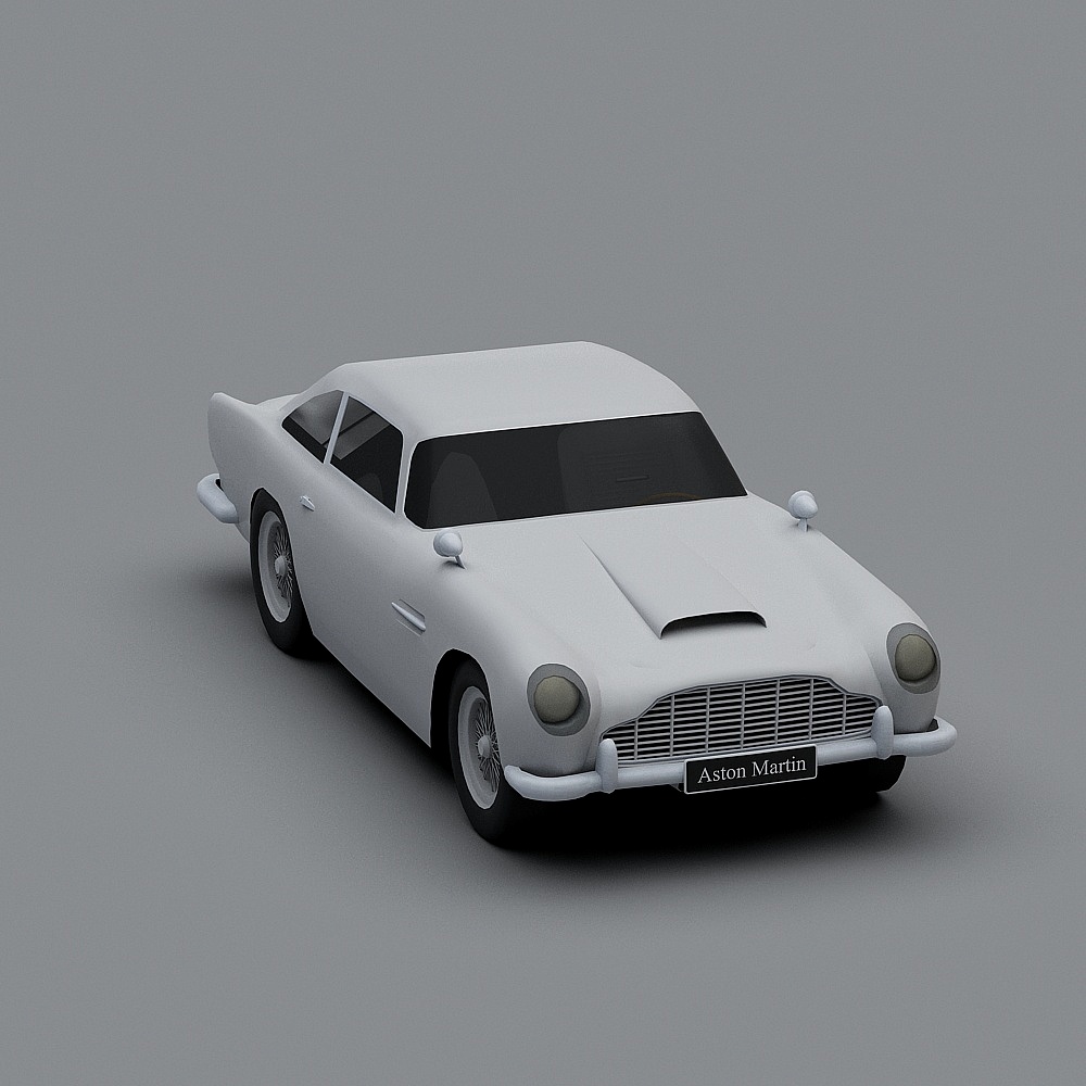 Classic Aston Martin 3D Model in Low Poly Design