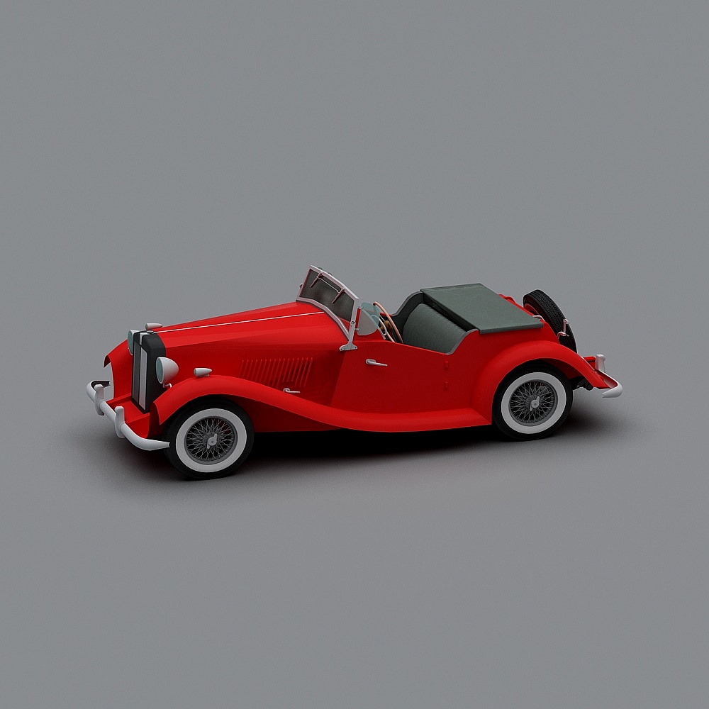 Classic Red Convertible Car 3D model