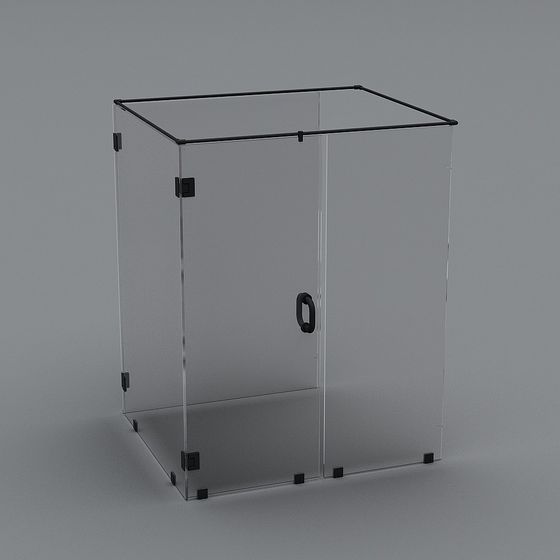 Chic Transparent Glass Storage Cabinet 3D model
