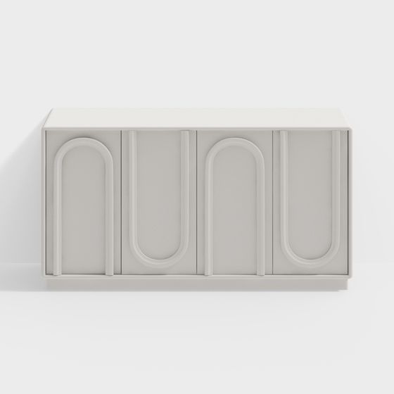 Stylish Curved Storage Cabinet 3D model for Modern Spaces