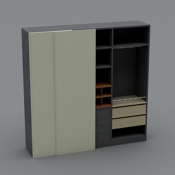 Stylish Minimalist Wardrobe 3D model for Modern Interiors