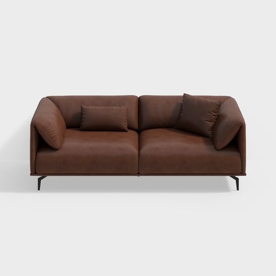Brown Leather Low Poly Sofa 3D model