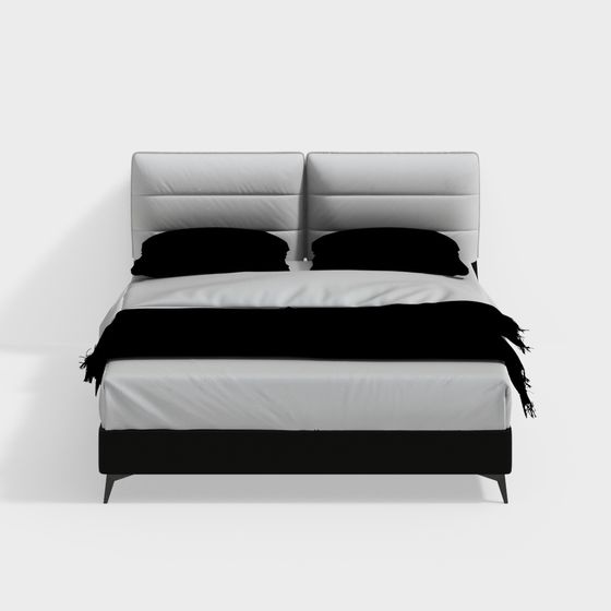 Stylish Minimalist Bed 3D model for Modern Spaces