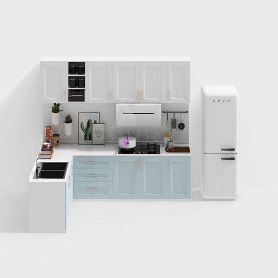 Modern Kitchenette Cabinet 3D Model for Compact Spaces